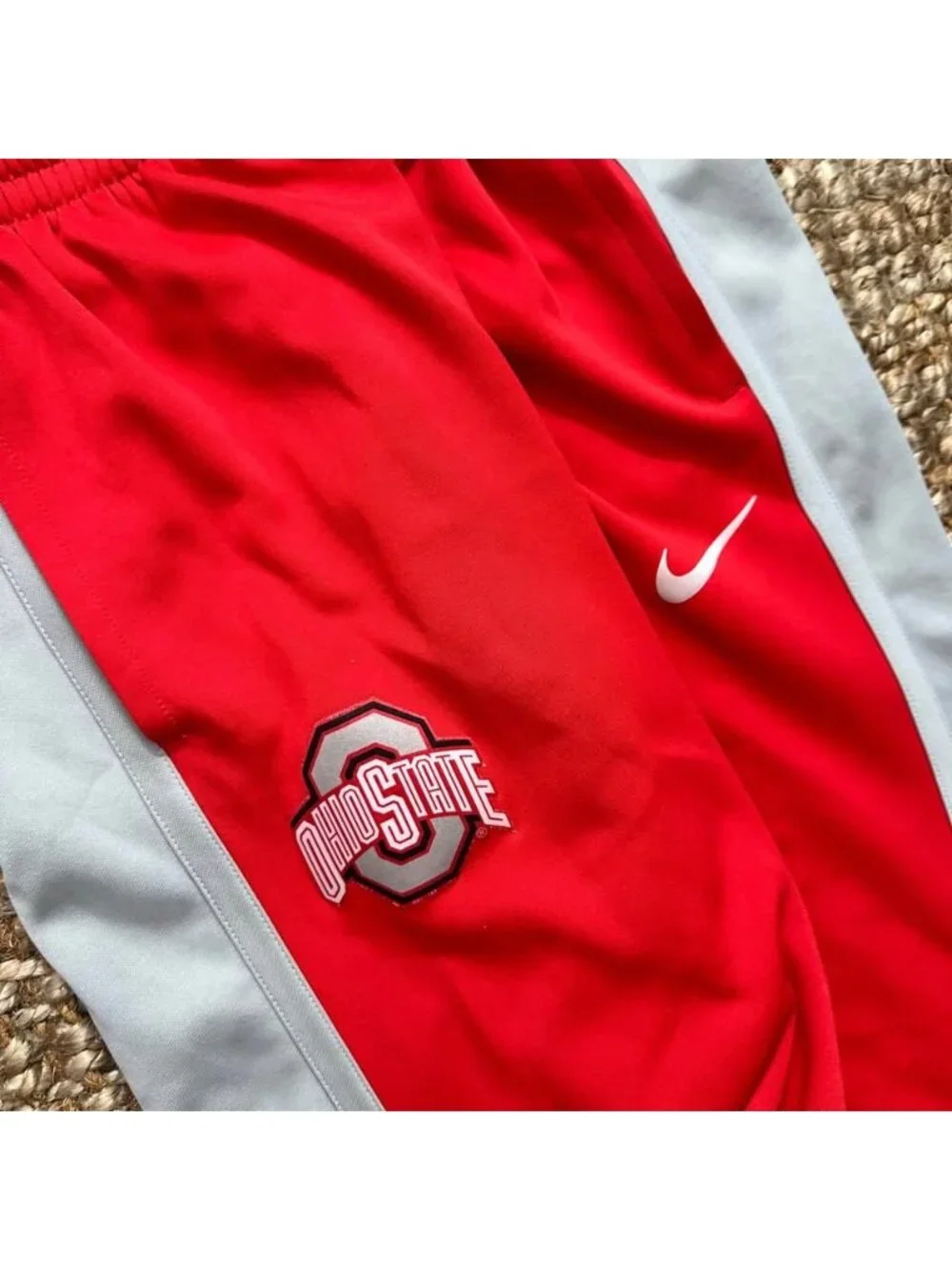 Nike Ohio State Buckeyes Track Pants Sweatpants Red Gray Swoosh Mens 2XL - XXL
